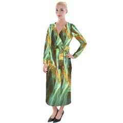 Abstract Illusion Velvet Maxi Wrap Dress