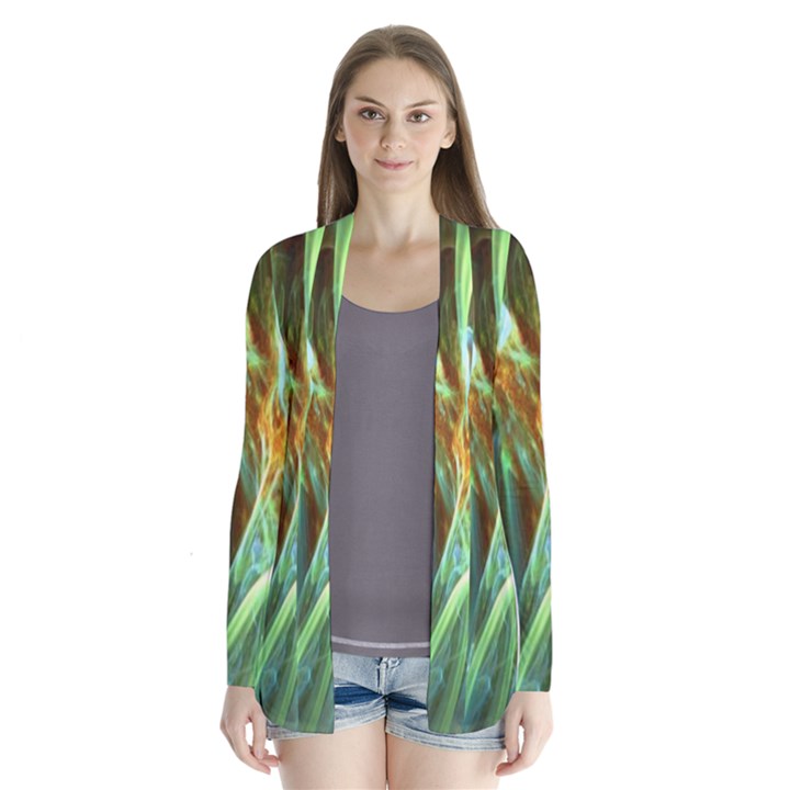 Abstract Illusion Drape Collar Cardigan