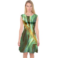 Abstract Illusion Capsleeve Midi Dress by Sparkle