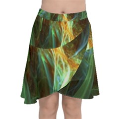 Abstract Illusion Chiffon Wrap Front Skirt by Sparkle