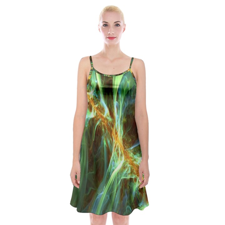 Abstract Illusion Spaghetti Strap Velvet Dress