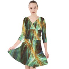 Abstract Illusion Quarter Sleeve Front Wrap Dress by Sparkle