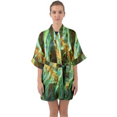 Abstract Illusion Half Sleeve Satin Kimono  by Sparkle