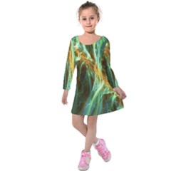 Abstract Illusion Kids  Long Sleeve Velvet Dress by Sparkle