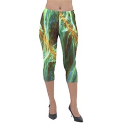 Abstract Illusion Lightweight Velour Capri Leggings  by Sparkle