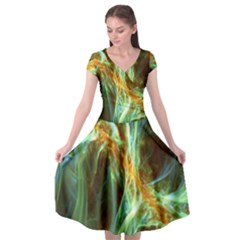 Abstract Illusion Cap Sleeve Wrap Front Dress by Sparkle