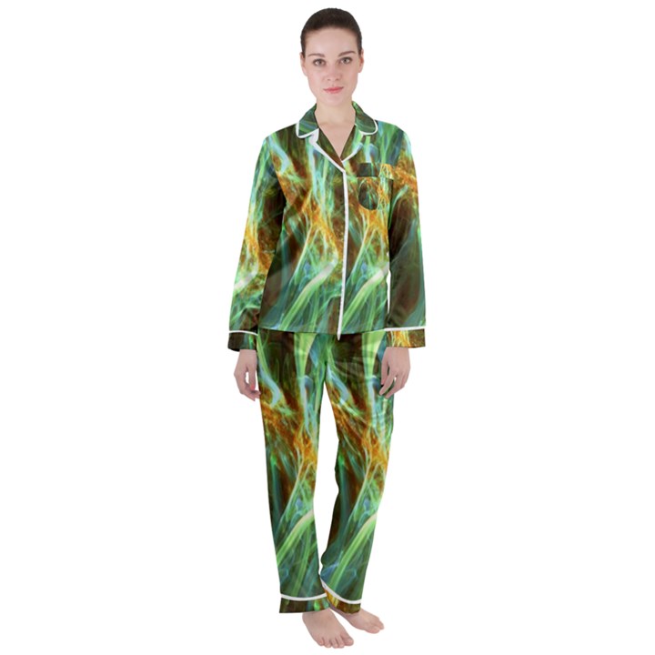 Abstract Illusion Satin Long Sleeve Pyjamas Set