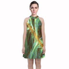 Abstract Illusion Velvet Halter Neckline Dress  by Sparkle