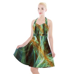 Abstract Illusion Halter Party Swing Dress 