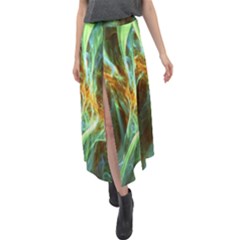 Abstract Illusion Velour Split Maxi Skirt by Sparkle