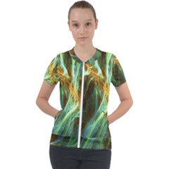 Abstract Illusion Short Sleeve Zip Up Jacket by Sparkle