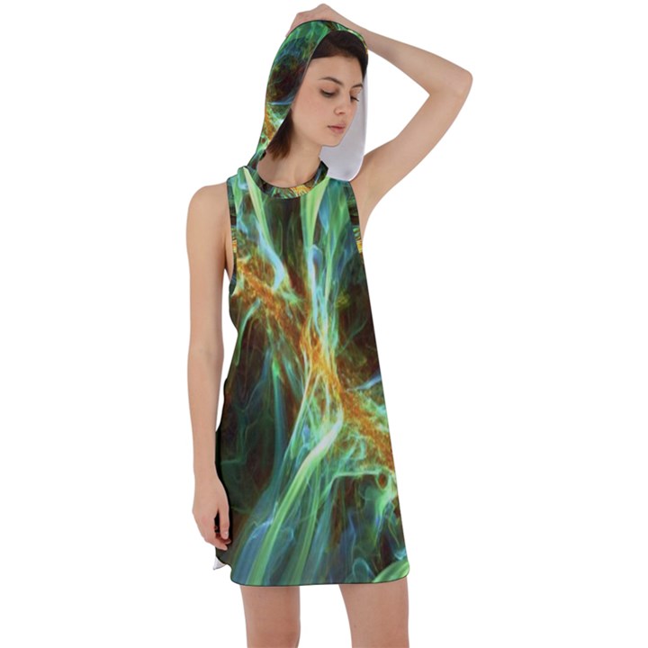 Abstract Illusion Racer Back Hoodie Dress