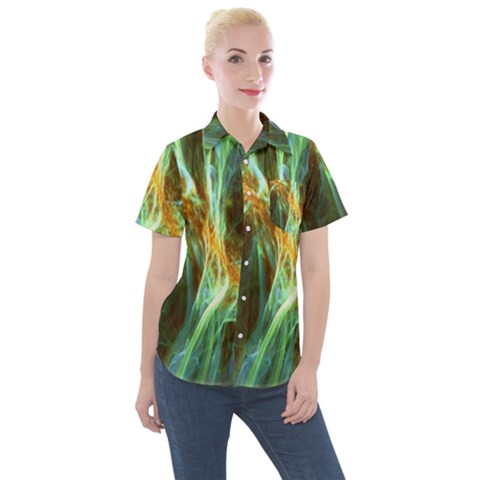 Abstract Illusion Women s Short Sleeve Pocket Shirt by Sparkle