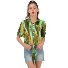 Abstract Illusion Tie Front Shirt  by Sparkle