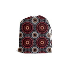 Tribal Aztec Mandala Art Drawstring Pouch (medium) by tmsartbazaar