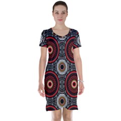 Tribal Aztec Mandala Art Short Sleeve Nightdress