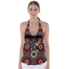 Tribal Aztec Mandala Art Babydoll Tankini Top by tmsartbazaar