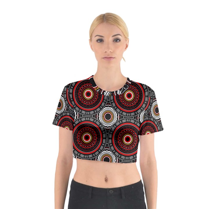 Tribal Aztec Mandala Art Cotton Crop Top