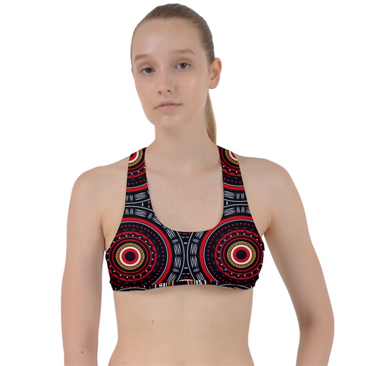 Tribal Aztec Mandala Art Criss Cross Racerback Sports Bra