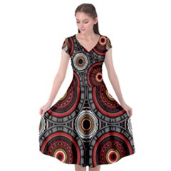 Tribal Aztec Mandala Art Cap Sleeve Wrap Front Dress by tmsartbazaar