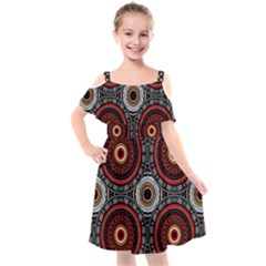 Tribal Aztec Mandala Art Kids  Cut Out Shoulders Chiffon Dress by tmsartbazaar