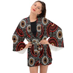 Tribal Aztec Mandala Art Long Sleeve Kimono by tmsartbazaar