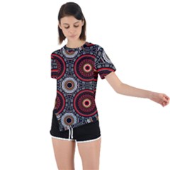 Tribal Aztec Mandala Art Asymmetrical Short Sleeve Sports Tee by tmsartbazaar