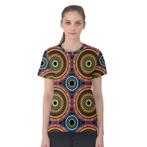 Aztec Multicolor Mandala Women s Cotton Tee by tmsartbazaar