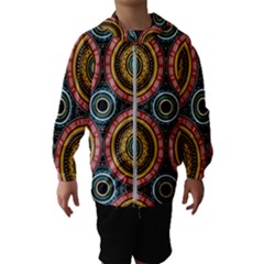 Aztec Multicolor Mandala Kids  Hooded Windbreaker by tmsartbazaar