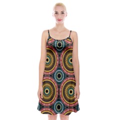 Aztec Multicolor Mandala Spaghetti Strap Velvet Dress by tmsartbazaar