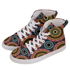 Aztec Multicolor Mandala Men s Hi-top Skate Sneakers by tmsartbazaar