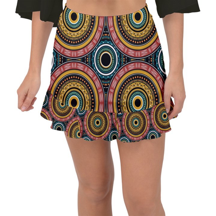 Aztec Multicolor Mandala Fishtail Mini Chiffon Skirt