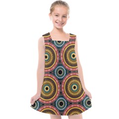 Aztec Multicolor Mandala Kids  Cross Back Dress by tmsartbazaar