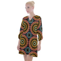 Aztec Multicolor Mandala Open Neck Shift Dress by tmsartbazaar