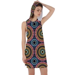 Aztec Multicolor Mandala Racer Back Hoodie Dress by tmsartbazaar