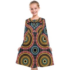 Aztec Multicolor Mandala Kids  Midi Sailor Dress by tmsartbazaar