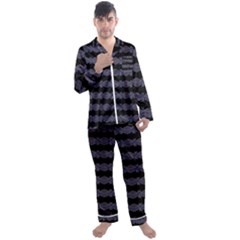 Dark Ornate Nouveau Striped Print Men s Long Sleeve Satin Pyjamas Set by dflcprintsclothing