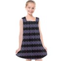 Dark Ornate Nouveau Striped Print Kids  Cross Back Dress View1