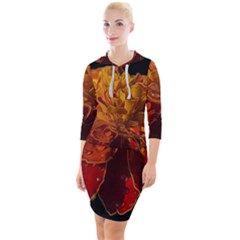 Marigold On Black Quarter Sleeve Hood Bodycon Dress