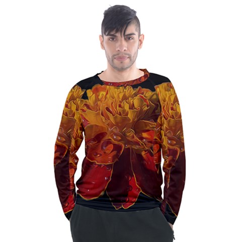 Marigold On Black Men s Long Sleeve Raglan Tee by MichaelMoriartyPhotography