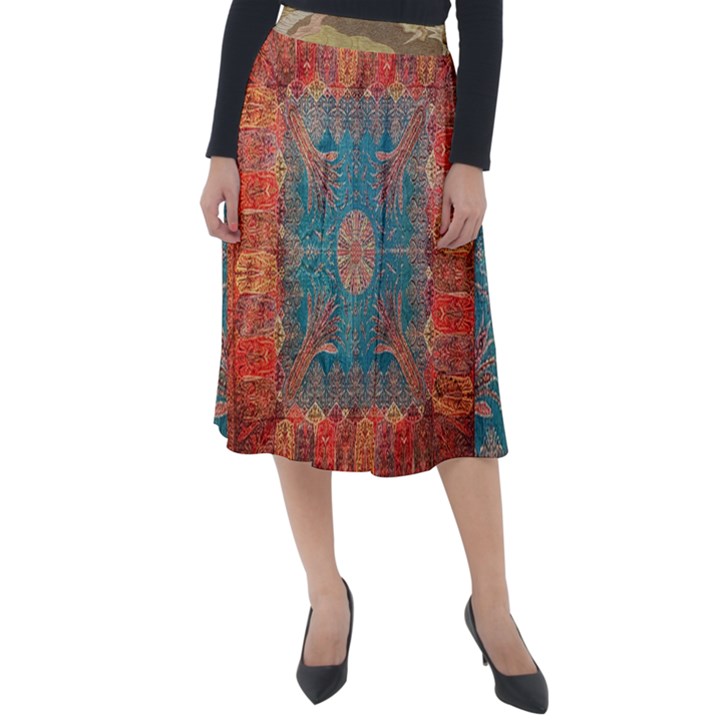 Argedc Italianorange Silk Blue Floral - Copy Golden Dragon Jpg4 Classic Velour Midi Skirt 