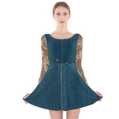 Golden Dragon Jpg4 Brrrrrr - Copy Long Sleeve Velvet Skater Dress by chpa