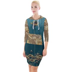 Golden Dragon Jpg4 Brrrrrr - Copy Quarter Sleeve Hood Bodycon Dress by chpa