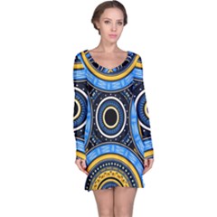 Tribal Zentangle Art Long Sleeve Nightdress by tmsartbazaar