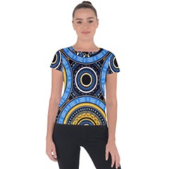 Tribal Zentangle Art Short Sleeve Sports Top  by tmsartbazaar