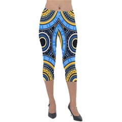 Tribal Zentangle Art Lightweight Velour Capri Leggings  by tmsartbazaar