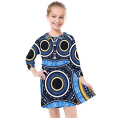 Tribal Zentangle Art Kids  Quarter Sleeve Shirt Dress by tmsartbazaar