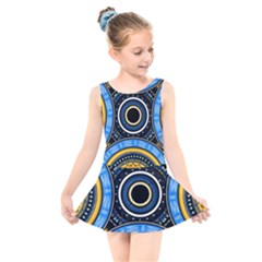 Tribal Zentangle Art Kids  Skater Dress Swimsuit by tmsartbazaar