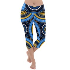 Tribal Zentangle Art Lightweight Velour Capri Yoga Leggings by tmsartbazaar