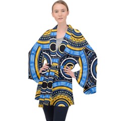 Tribal Zentangle Art Long Sleeve Velvet Kimono  by tmsartbazaar